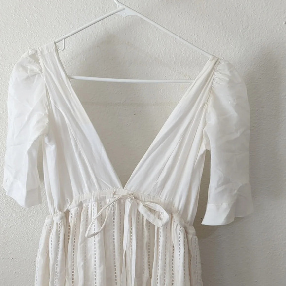 Kalita Ushi Maxi Dress Silk Lattice Plunge necklace flowy White size xs - Picture 8 of 14